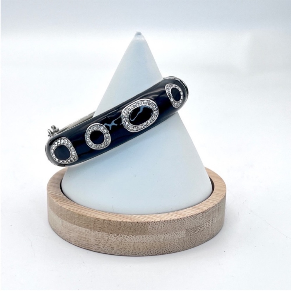 NEW Lia Sophia Silver+Black+Rhinestones Hinge Bracelet